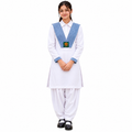 Greenland School girls blue Saturday suit (kurta and salwar) with logo