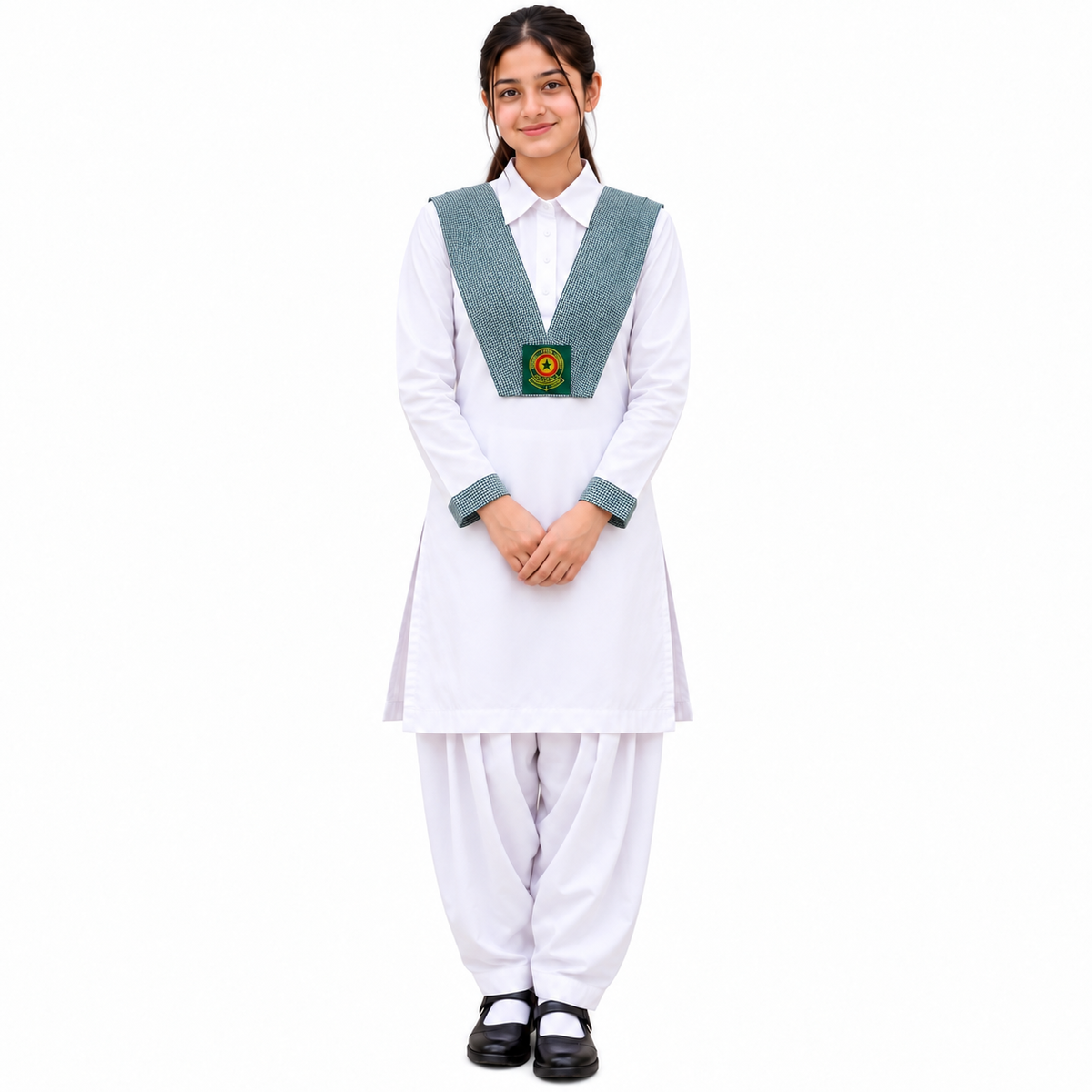 GREENLAND Full sleeves (VI-XII) Girls Saturday Suit Green
